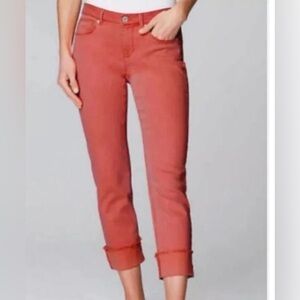 J. Jill Coral-Red Authentic Fit Cropped Slim Jeans